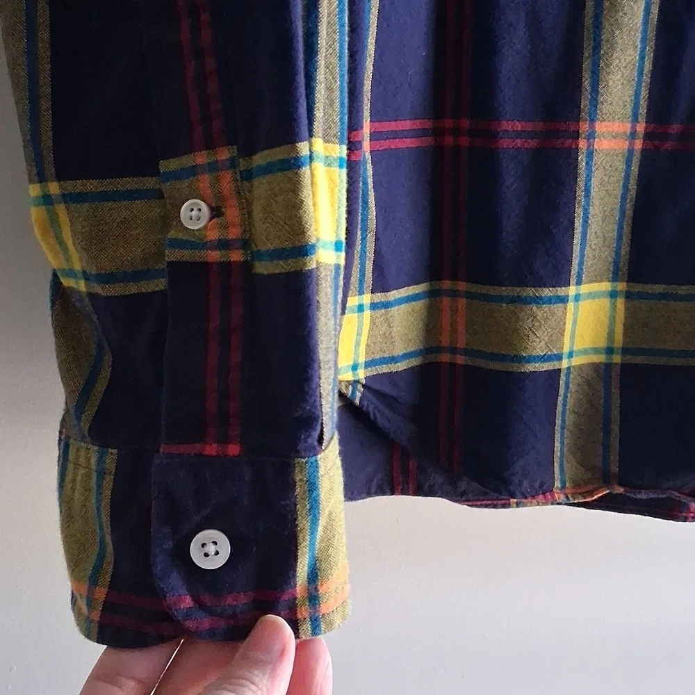 J. Crew Oxford Plaid Long Sleeve Button Down Flannel Size Large